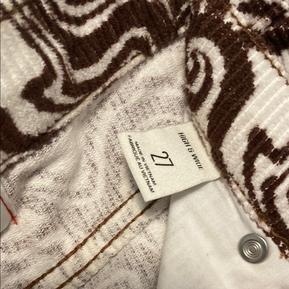 BDG Swirl Pattern Pants in Brown and White & Wide Corduroy Pant Size 27 - Picture 3 of 9